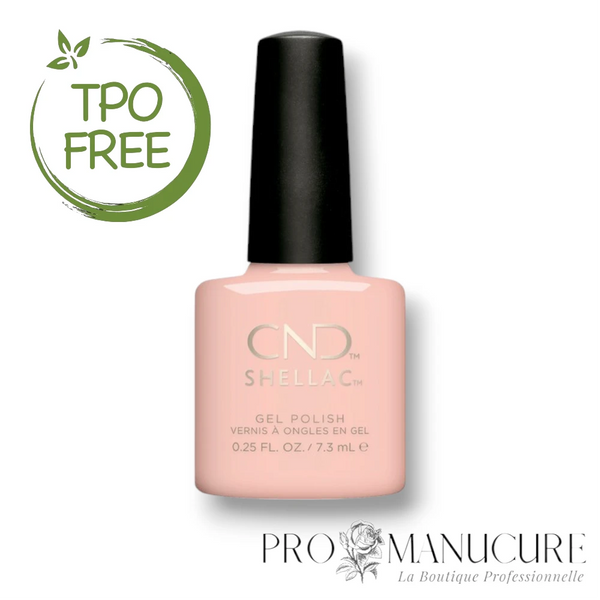 Flacon de vernis semi-permanent CND Shellac Pacific Rose, teinte rose fuchsia éclatante et crémeuse, format 7,3ml, formule sans TPO.