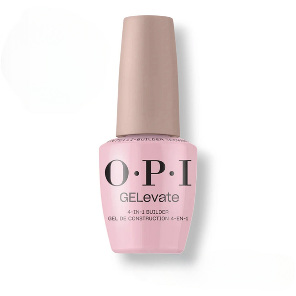 Flacon de gel de construction OPI GELevate 4Get me Not, teinte rose pâle délicat, flacon 15ml formule sans TPO.