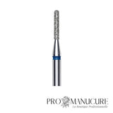 Zoom embout diamant Staleks FA30B014/8 forme cylindre extrémité arrondie sécurisée ultra-fine grain moyen pour travail sillons latéraux serrés et finition de précision sous bord libre ongles fins