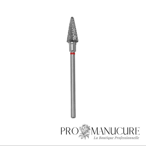 Embout carbure Staleks Pro Expert FT71R060/14 cône bague rouge grain doux diamètre 6 mm partie active 14 mm pour correction délicate matériaux artificiels fins manucure pédicurie