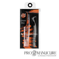 Pack - Pince à cils Staleks Pro Expert 41 Type 2 TE-41/2 L-shaped angle 40° acier AISI 420 médical manches allongés ergonomiques pour extension cils volume russe professionnel