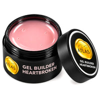 Pot ouvert du Gel Builder Atlas Heartbroken 30 g dans sa teinte rose nude
