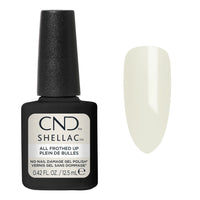 Flacon CND Shellac All Frothed Up 12,5 ml avec nuancier blanc ivoire crème