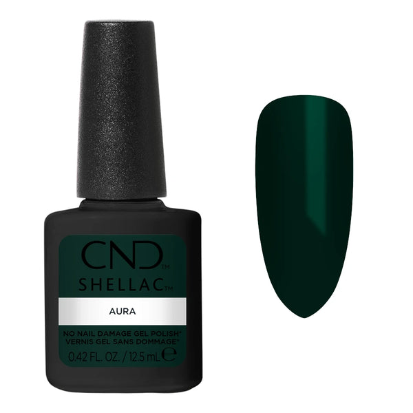 Vernis semi-permanent CND Shellac Aura 12,5 ml Sans TPO avec nuancier vert sapin profond