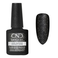 Nuancier CND Shellac Dark Diamonds – noir scintillant aux particules argentées