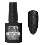 Nuancier CND Shellac Dark Diamonds – noir scintillant aux particules argentées