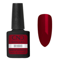 CND Shellac Decadence rouge bordeaux avec aperçu de la couleur