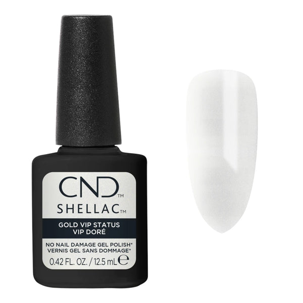 CND Shellac Gold VIP Status 12,5 ml avec nuancier doré nacré