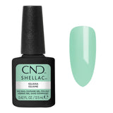 Vernis semi-permanent CND Shellac Iguana vert menthe pastel avec aperçu de la couleur