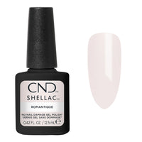 Vernis semi-permanent CND Shellac Romantique rose laiteux translucide 12,5 ml avec aperçu de la couleur