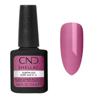 Vernis semi-permanent CND Shellac Surfin USA violet mauve nacré avec aperçu de la couleu
