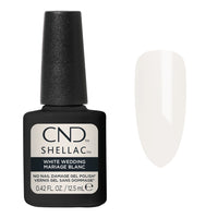 Nuancier CND Shellac White Wedding, teinte blanc nacré délicat pour manucure de mariage