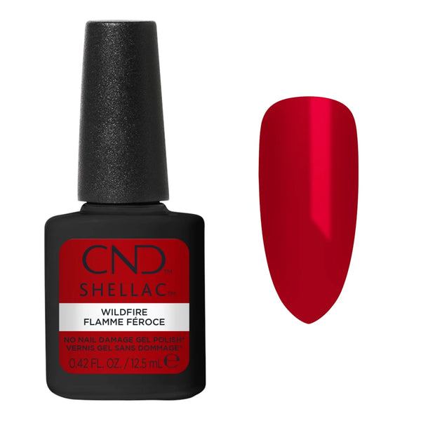CND Shellac Wildfire – nuancier rouge intense classique et brillant