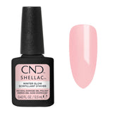 CND Shellac Winter Glow 12,5 ml avec nuancier nude rosé clair aux reflets champagne